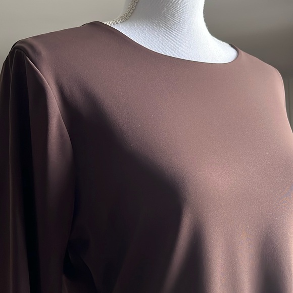 Express bodysuit body contour crew neck long sleeve dark brown extra large - Picture 1 of 8